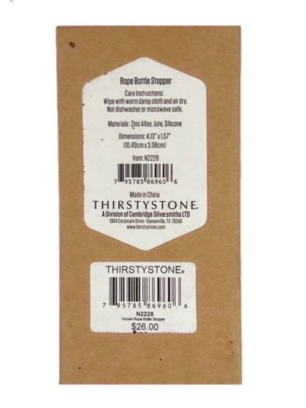 Thirstystone Nautical Jute Wine‎ Bottle Stopper